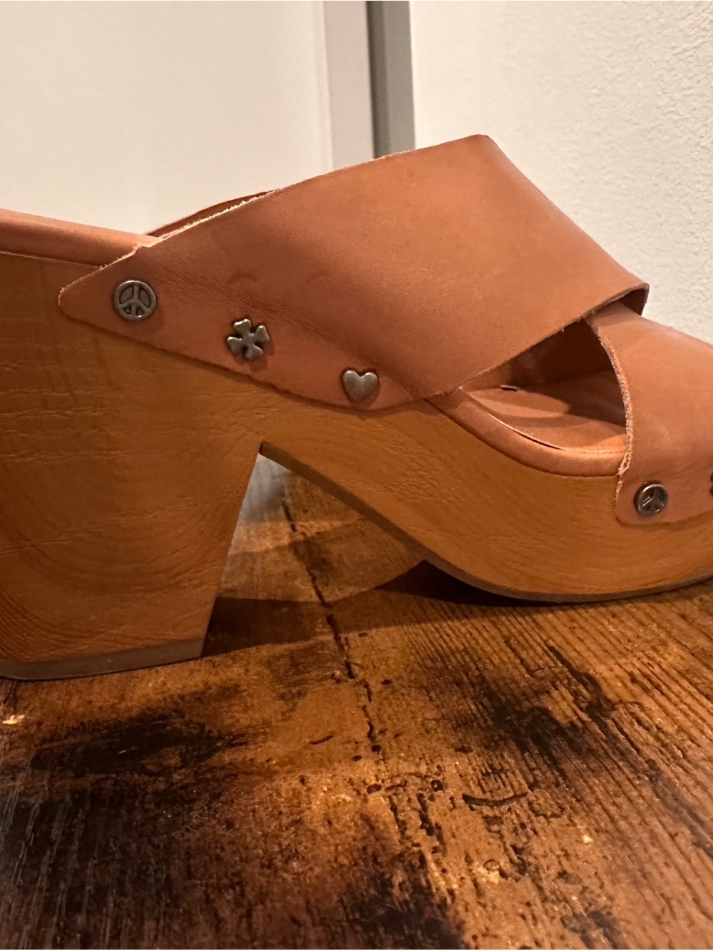 Lucky Brand Takara Platform Wooden Heels Brown Size 8.5